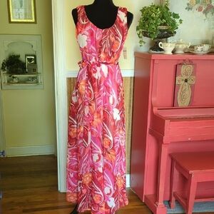 Coldwater Creek Pink Orange Sleeveless Long Sundress